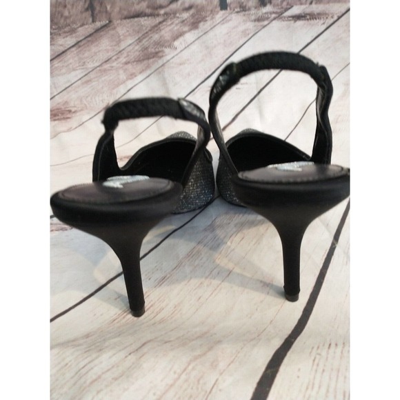 NINA LADIES CINELLI Metallic Black SILVER LA NOCHE SLINGBACK HEELS SIZE 6 M - Picture 3 of 6